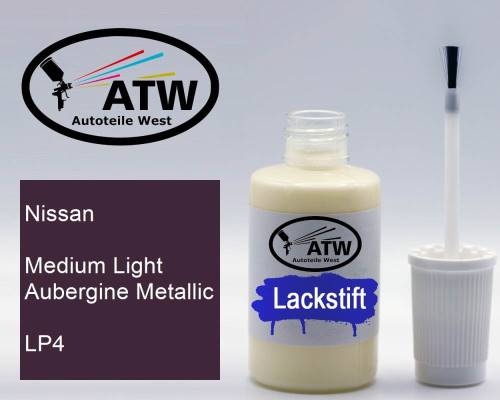 Nissan, Medium Light Aubergine Metallic, LP4: 20ml Lackstift, von ATW Autoteile West.